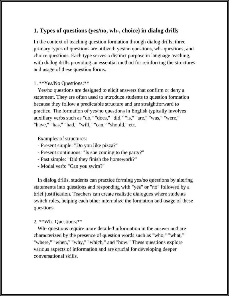 Teaching Question Formation Through Dialog Drills 4