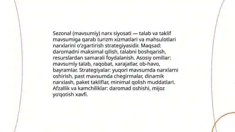 Turizmda narx siyosati 4