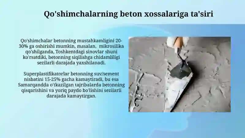 Beton uchun maxsus qo'shimchalar 4