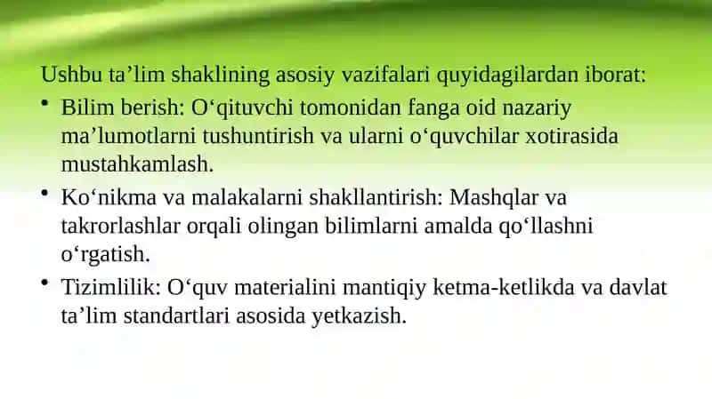 An'anaviy va noan'anaviy darslarni tashkil etish 4