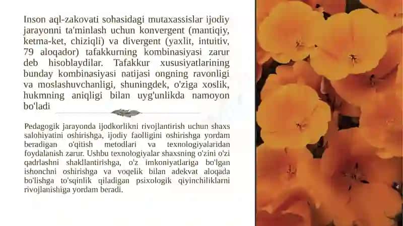 kreativlik sifatlari va ijodiy tafakkurini rivojlantiruvchi metod,vosita va texnologiyalar 4