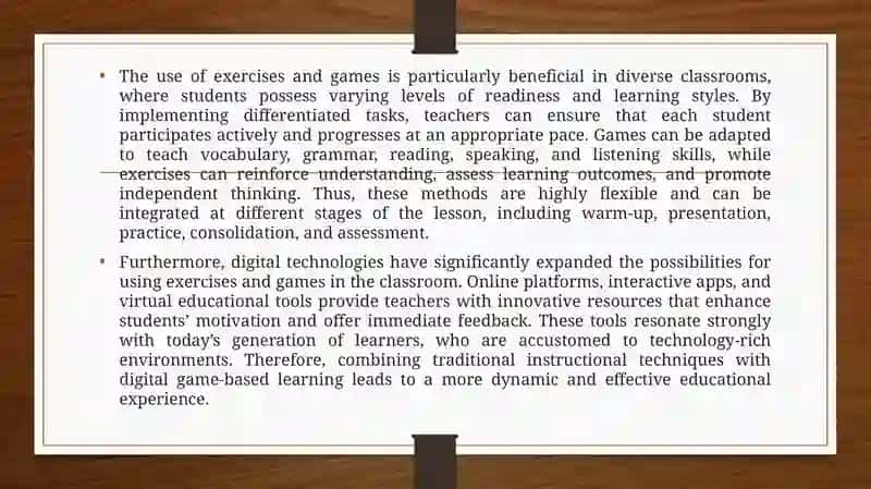 The Importance of Using Exercises and Games in the Learning Process 4