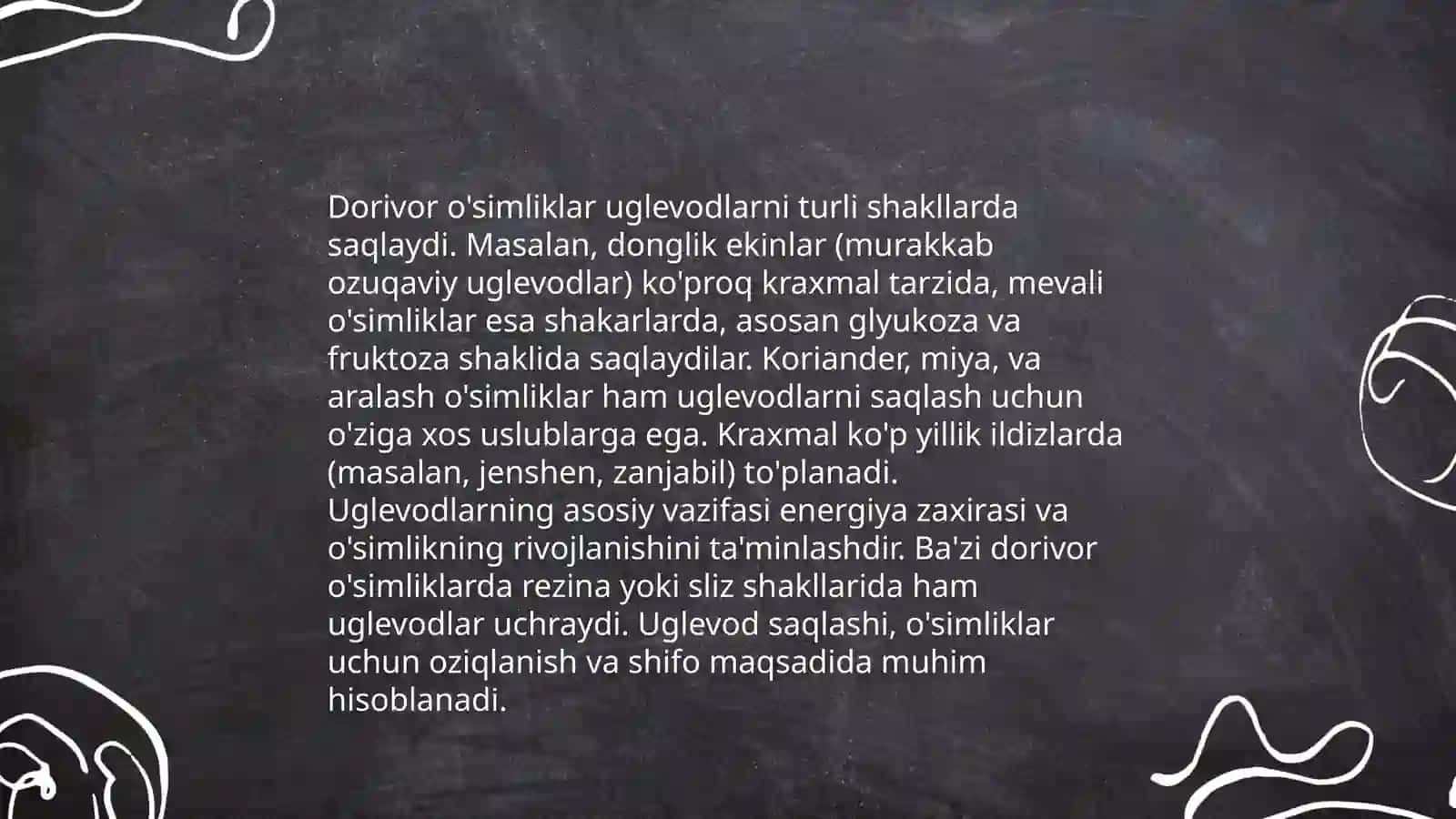 Uglevod saqlovchi dorivor o'simliklar 4