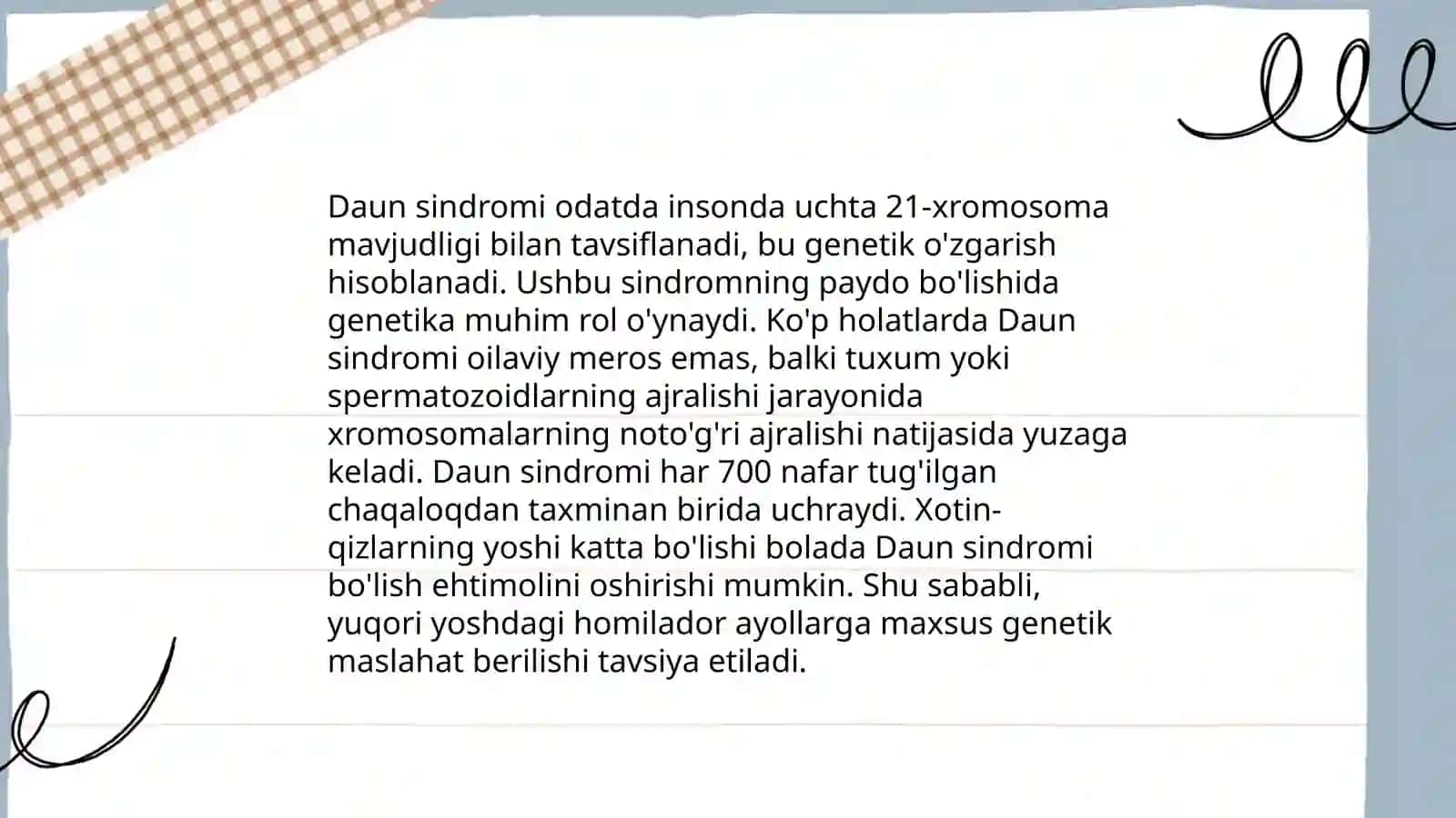 Daun sindromining kelib chiqish sabablari 4