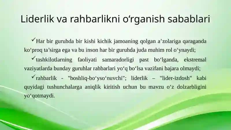 Liderlik va rahbarlik 4