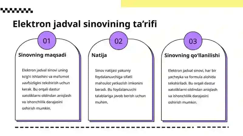 Elektron Jadvalni Sinovdan O‘tkazish 4