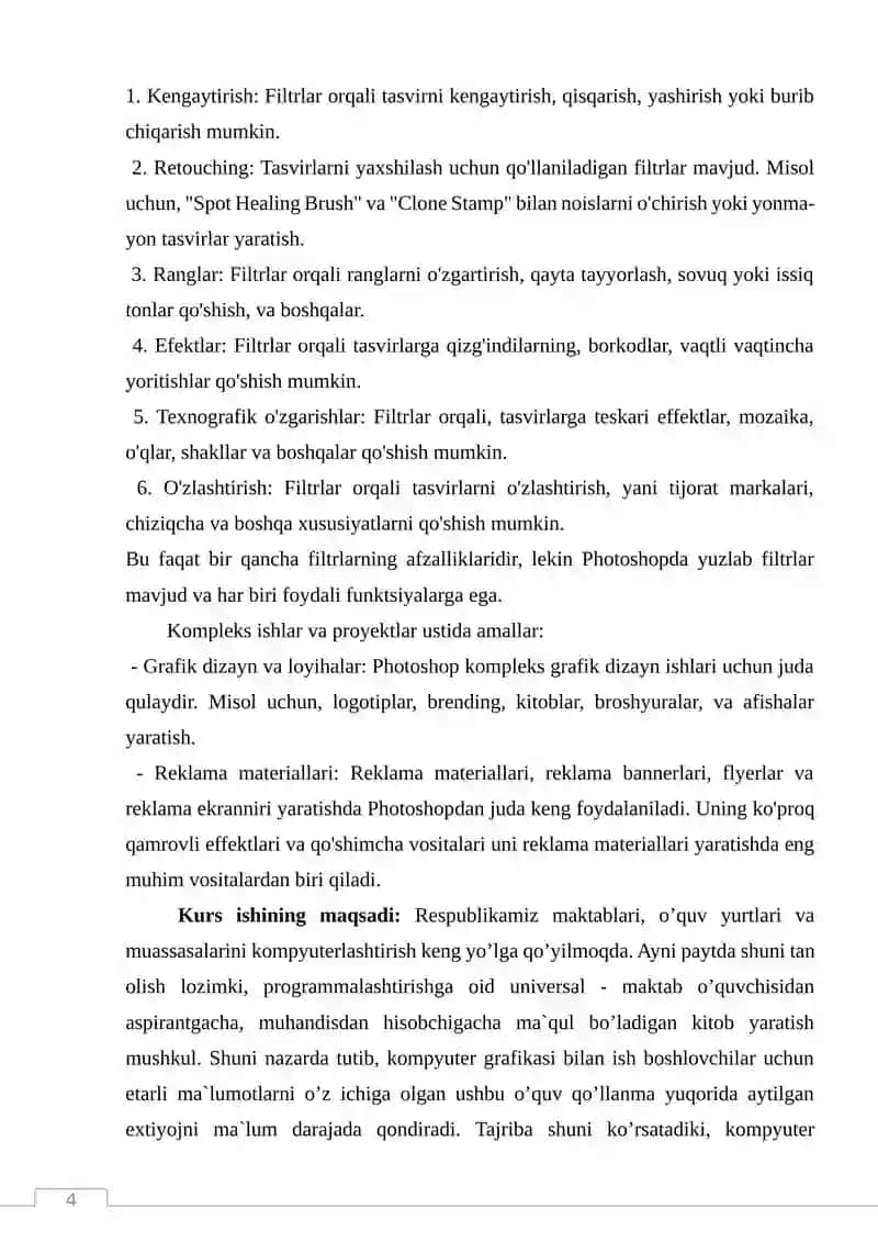 ADOBE PHOTOSHOP DASTURI BILAN ISHLASHNING QO’SHIMCHA IMKONIYATLARI 4