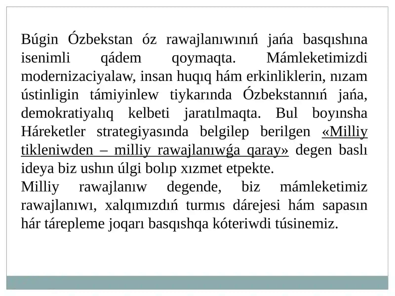 Milliy tikleniwden - milliy rawajlanıwǵa qaray 4