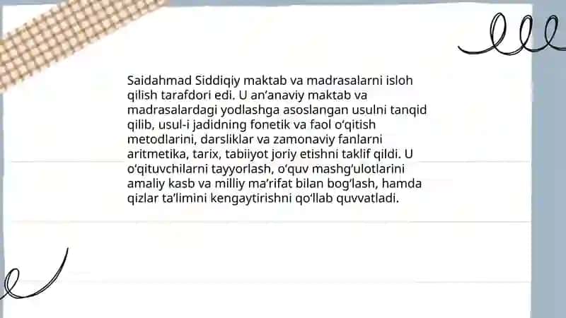 XIX asrning ikkinchi yarmi va XX asr boshlarida ta'lim va pedagogik fikrlar 4