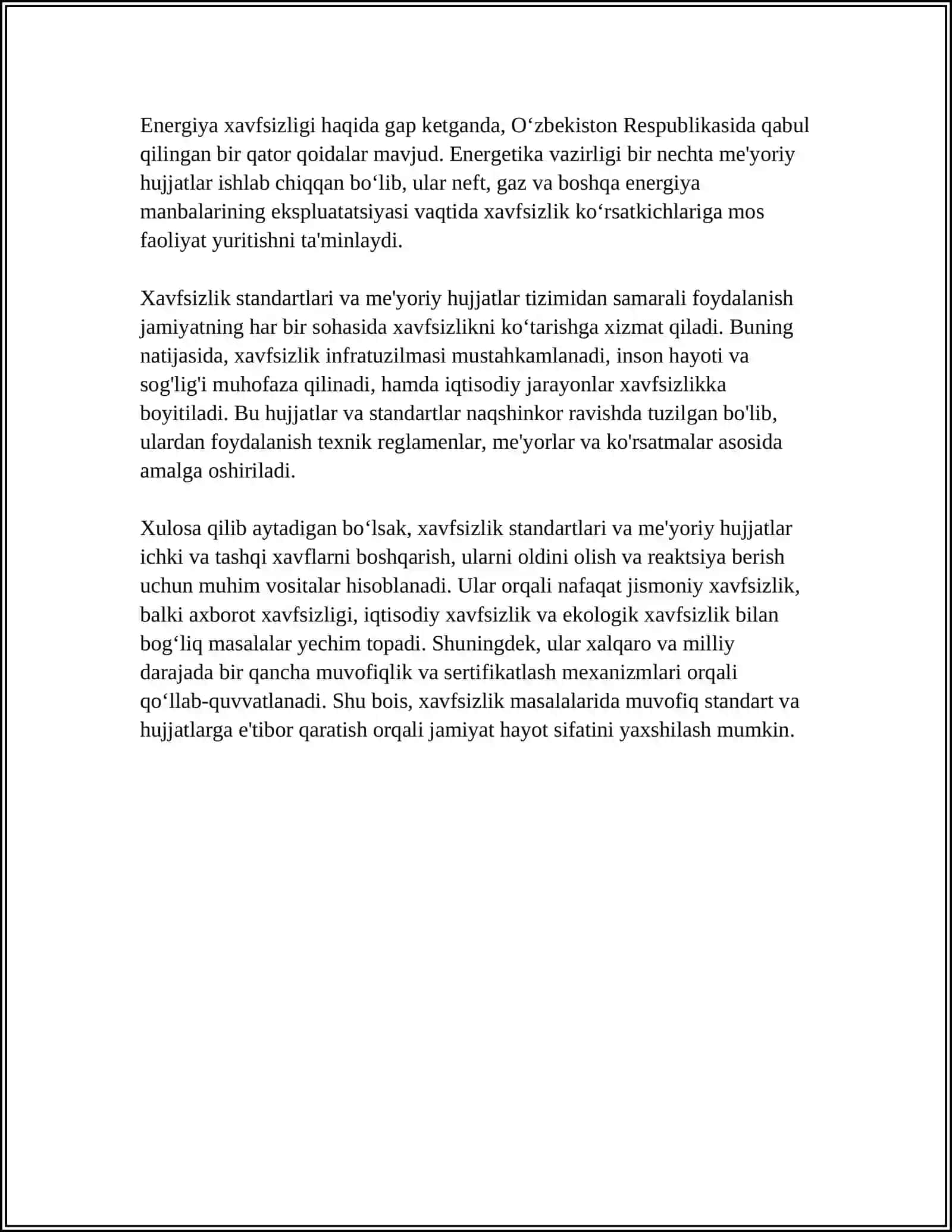 XAVFSZLIK STANDARTLARI 4
