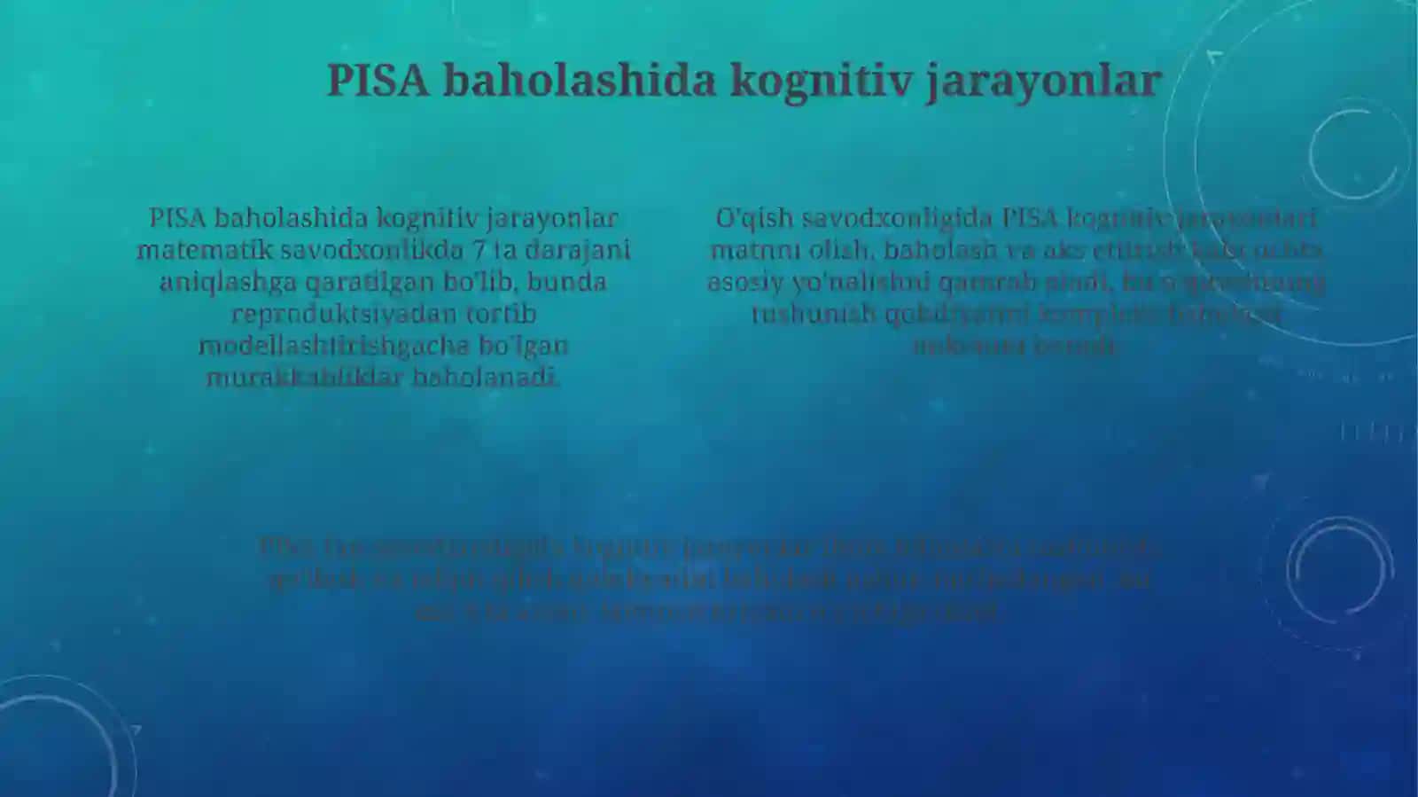 PISA xalqaro baholash dasturida aqliy faoliyat turlari 4