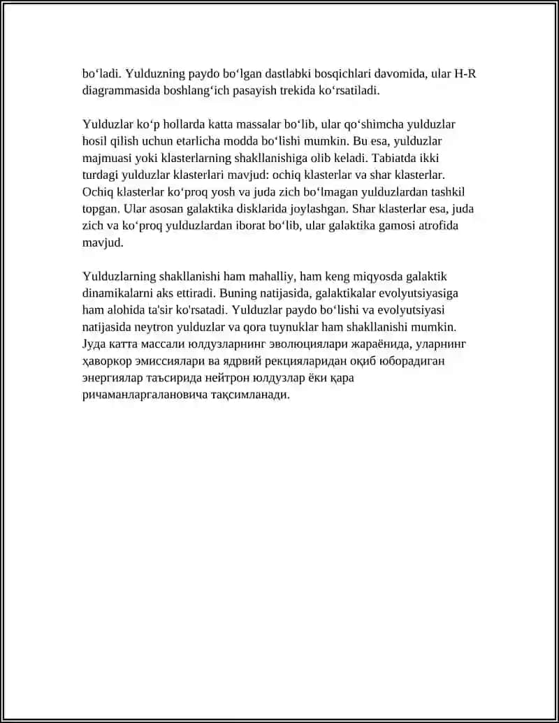 Yulduzların Shakllanishi va Evolyutsiyasi 4