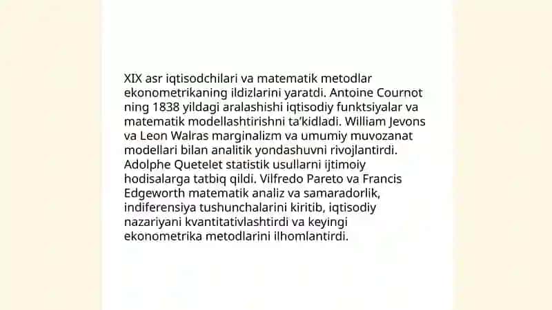 Ekonometrika fanining kelib chiqishi tarixi 4