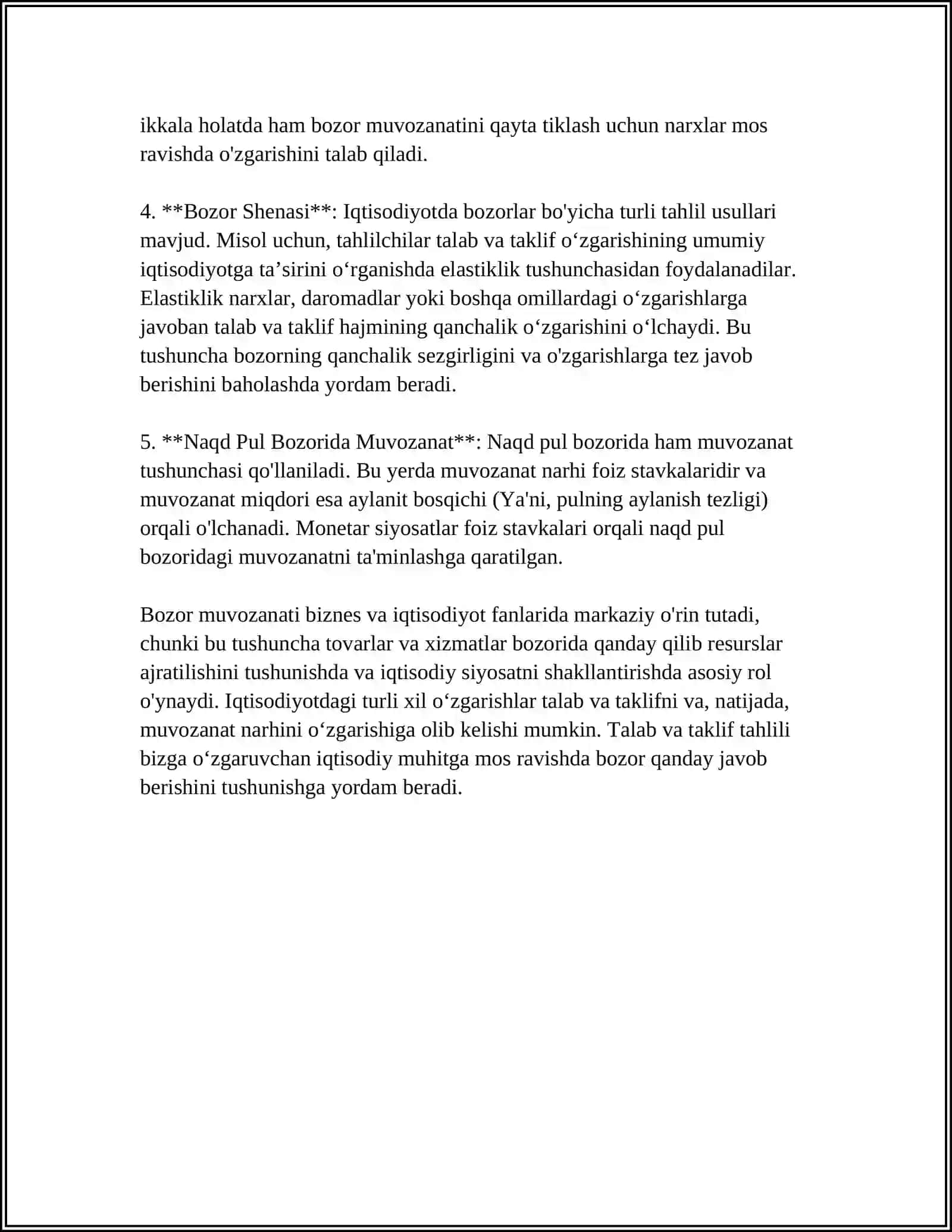 BOZOR MUVOZANATI, MAKSIMAL VA MINIMAL NARXLAR 4