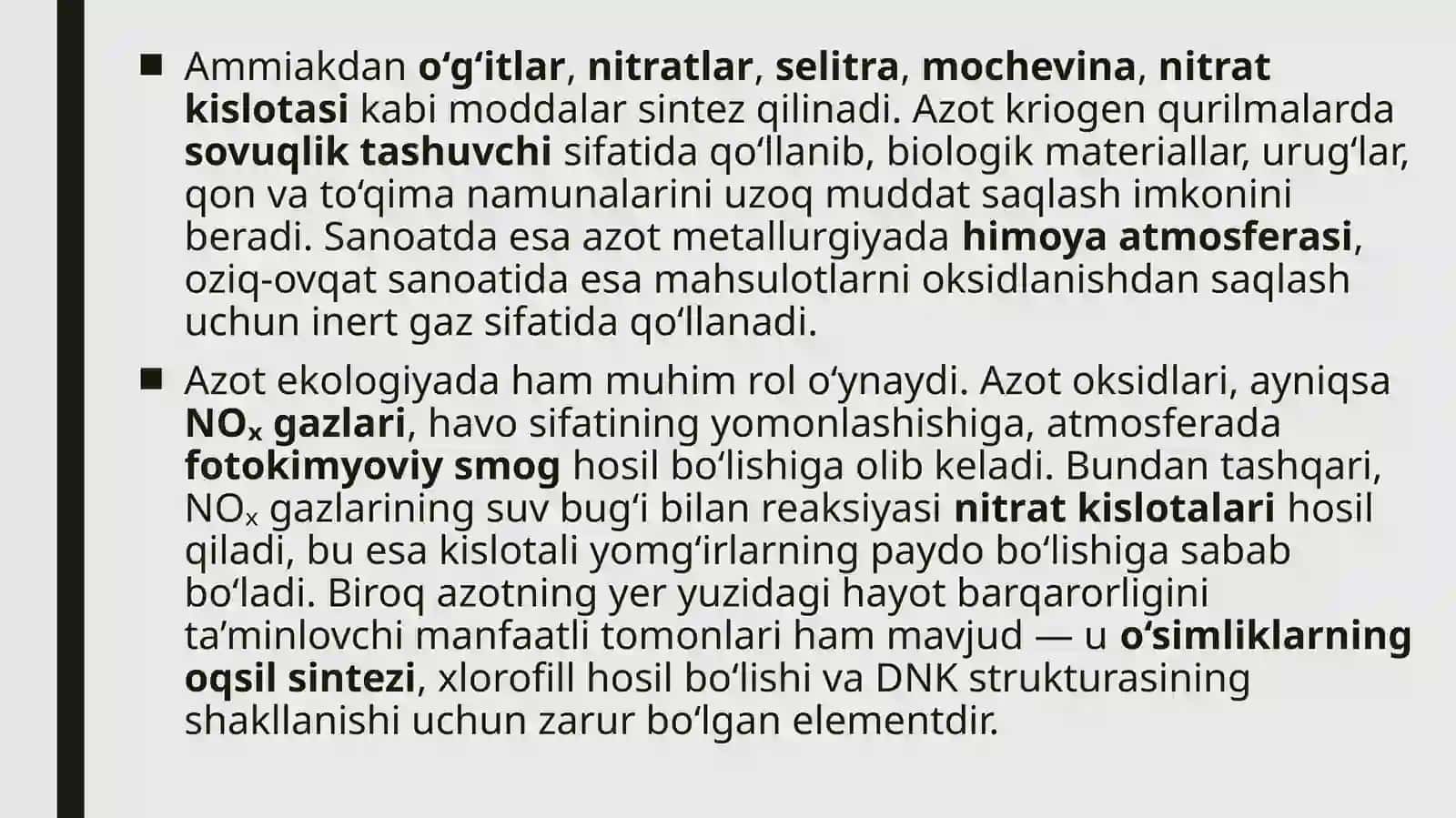 AZOTNING XOSSALARI VA ISHLATILISHI 4