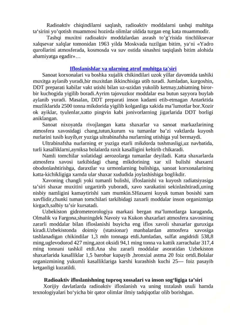 Radioaktiv moddalar bilan ifloslanishi 4