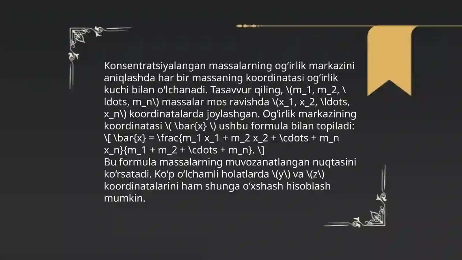Jismlarning ogʻirlik markazini aniqlash usullari 4