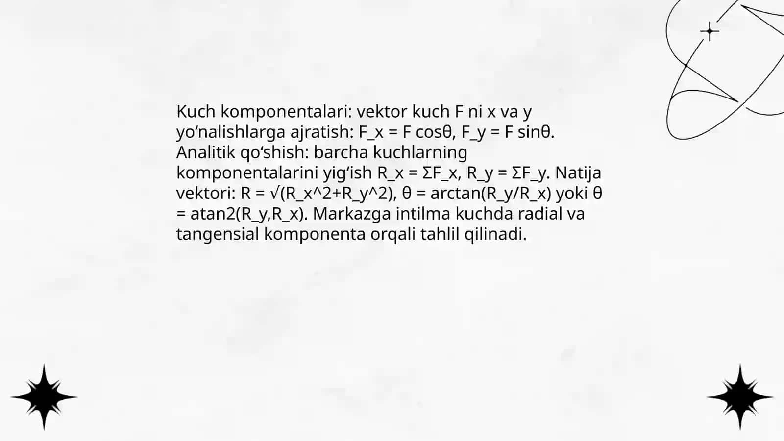 Kuchlar va Gravitatsiya maydonidagi harakat 4