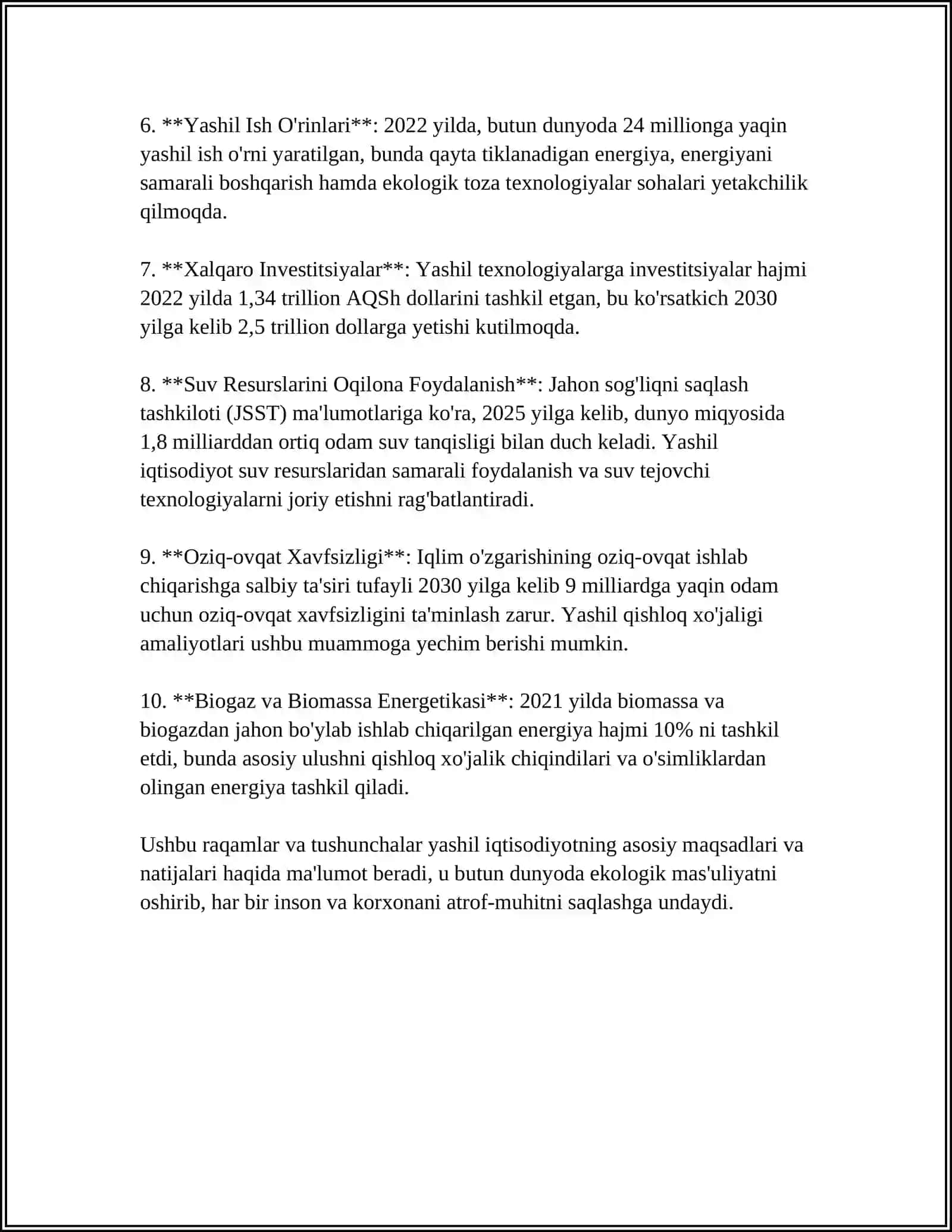 O‘ZBEKISTONDA YASHIL IQTISODIYOTGA O'TISH STRATEGIYASI ZARURIYATI MAQSADI TAMOYILLARI 4