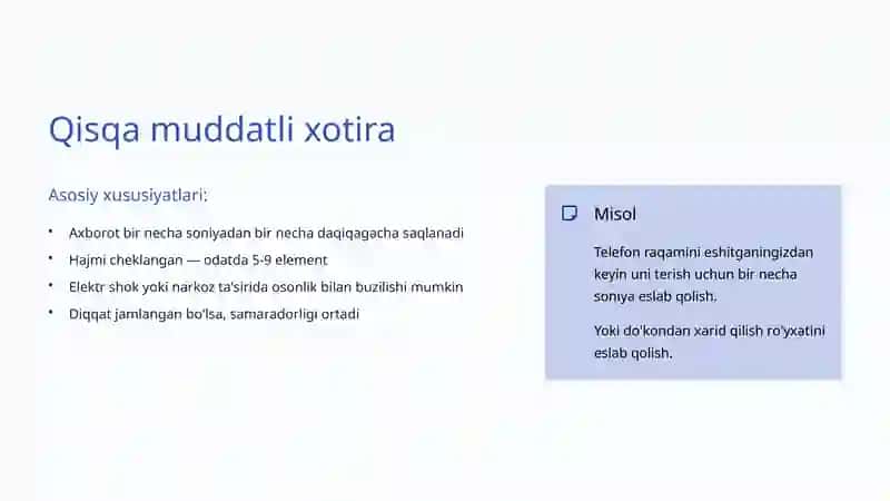 Xotira Turlari 4