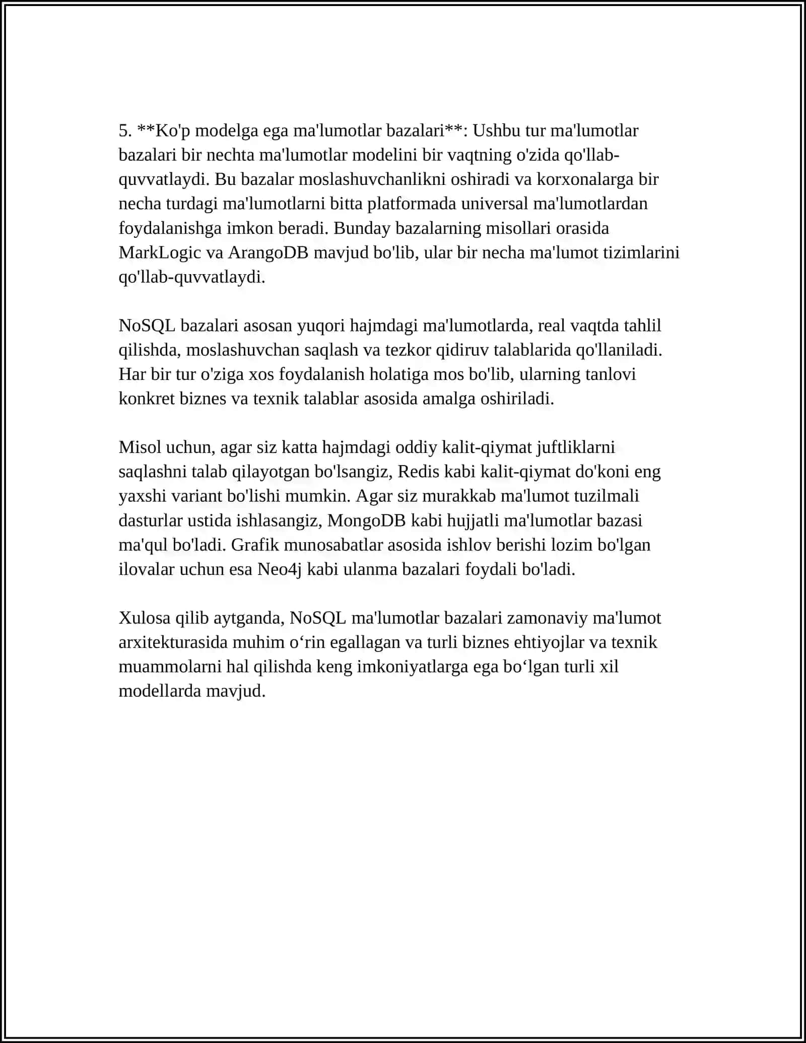 NOSQL TEXNOLOGIYASI 4