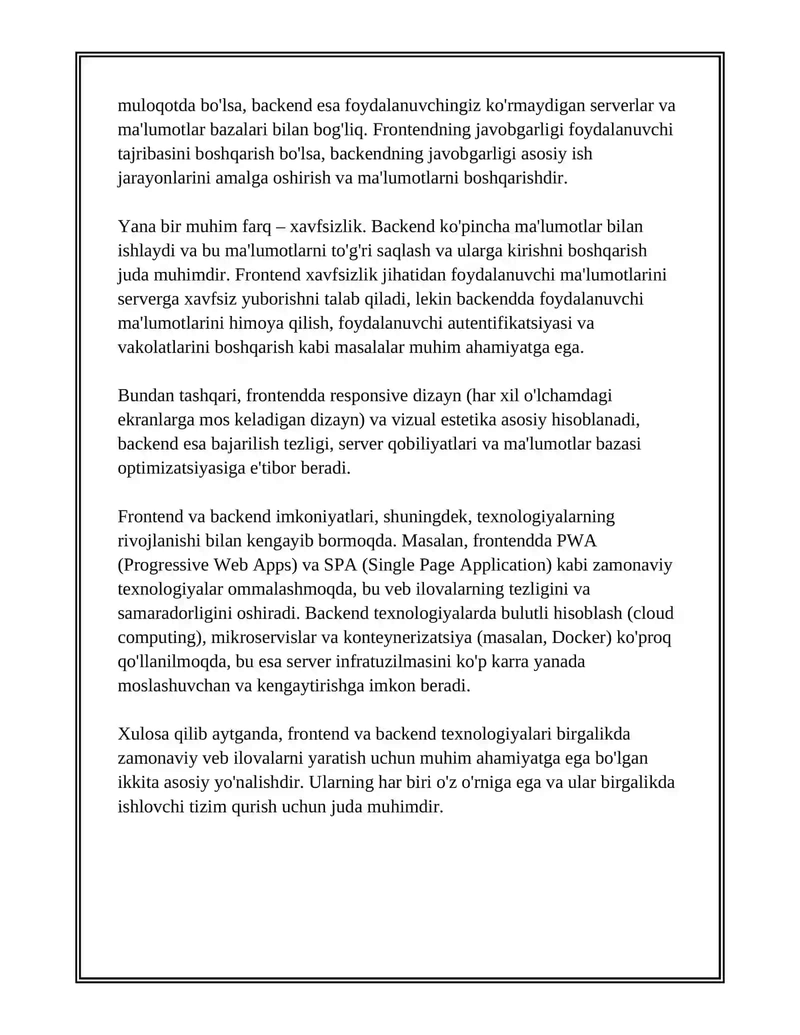 FRONTEND VA BACKEND TEXNOLOGIYALARI 4