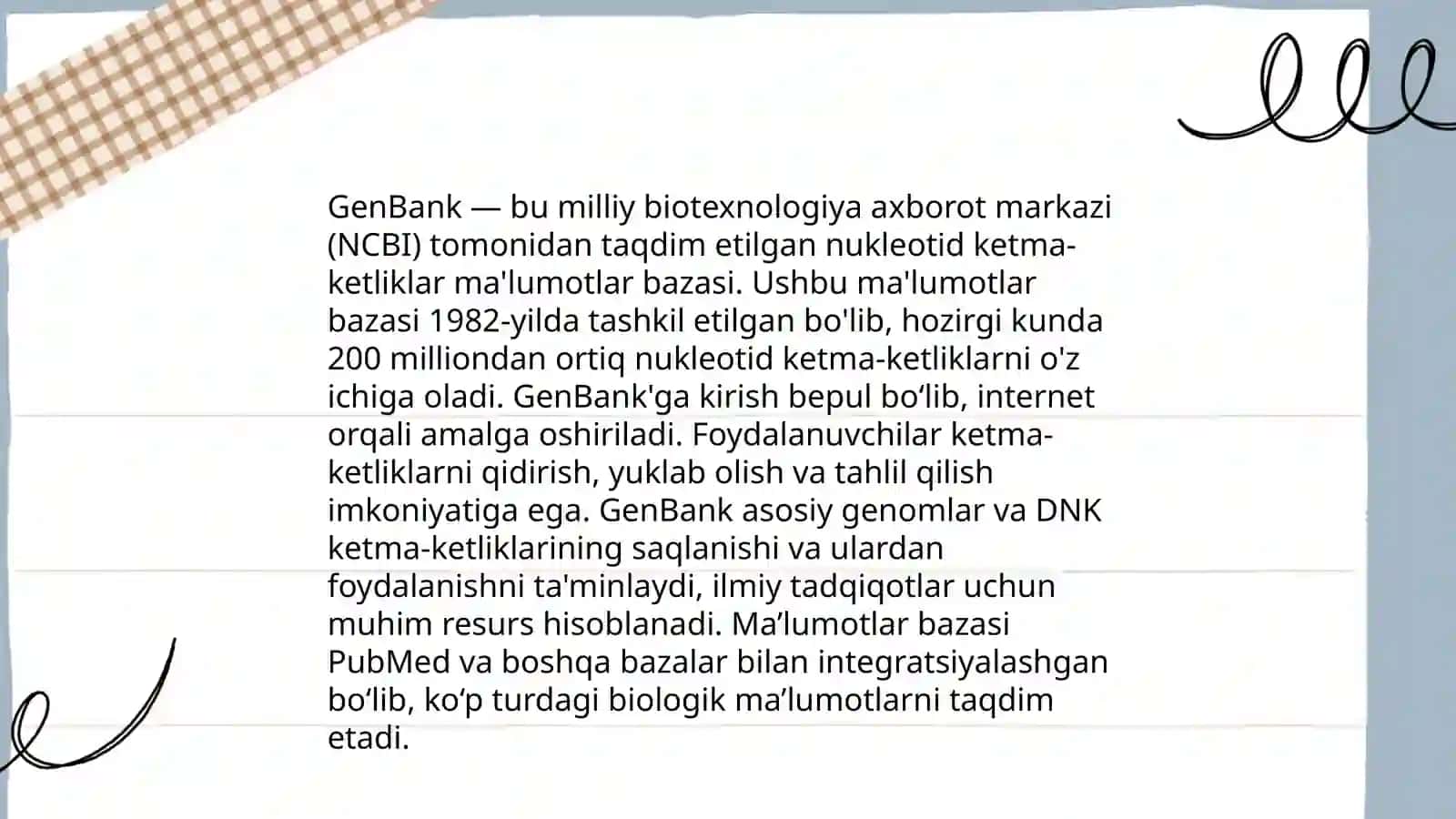 GenBank, EMBL, DDBJ bazalari 4