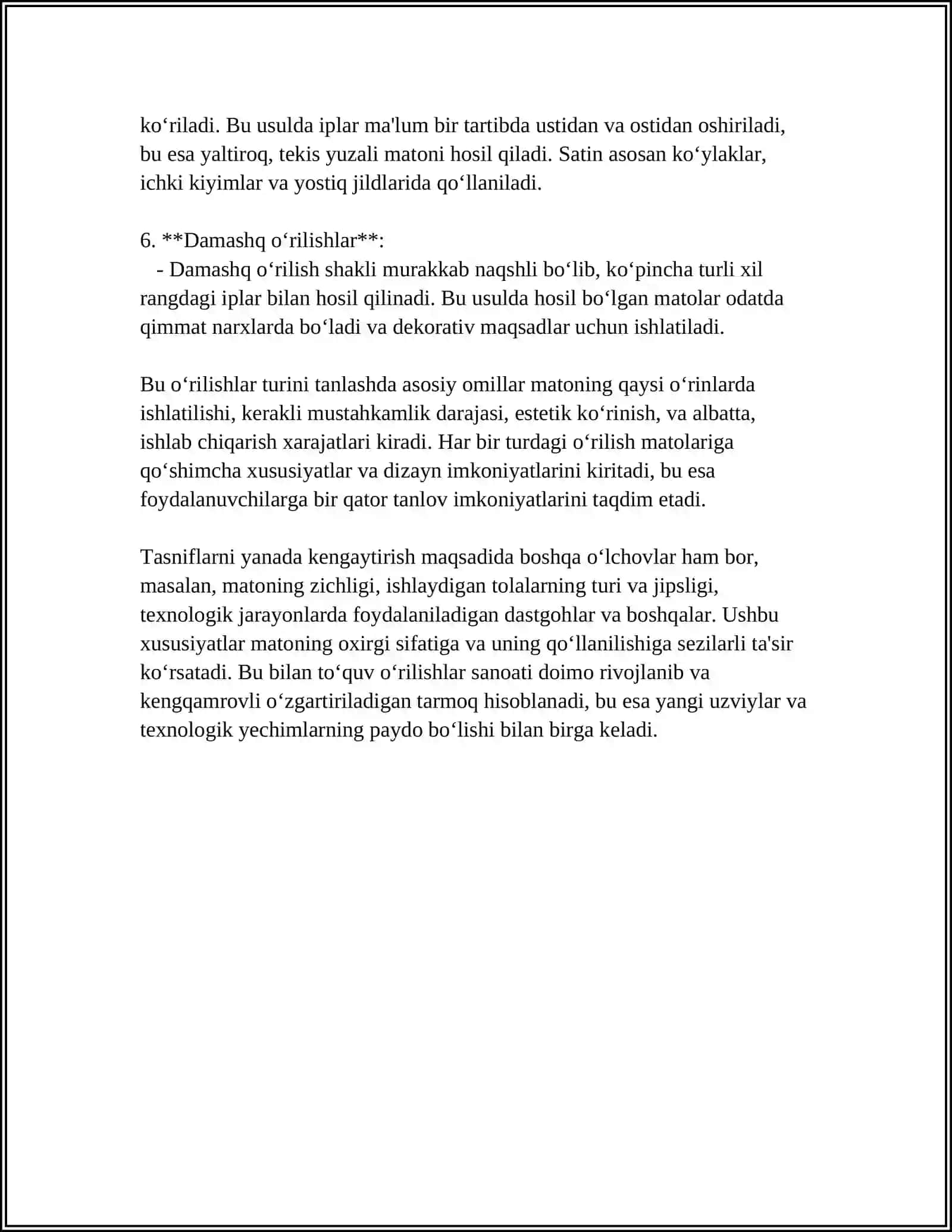 TOʻQUVOʻRILISHLARNI TASNIFLASH 4