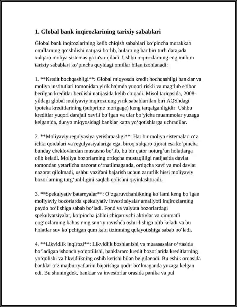 GLOBAL BANK INQIROZLARI SABABLARI VA ULARNING OQIBATLARI 4