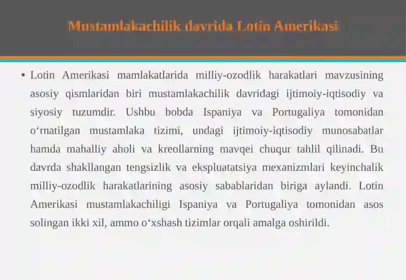 Lotin Amerikasi mamlakatlarida milliy-ozodlik harakatlari 4