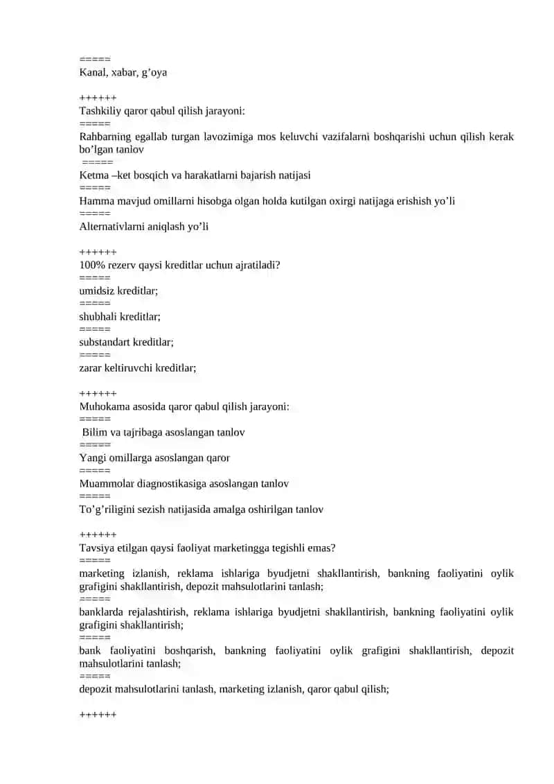 Bank menejmenti tizimi elementlari 4