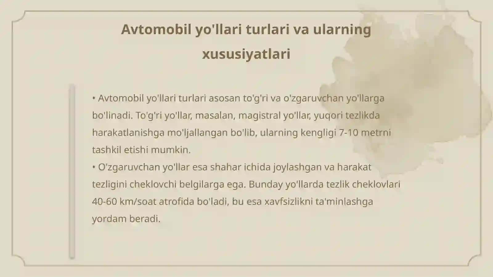 Avtomabil yo'li infratuzilmasi 4