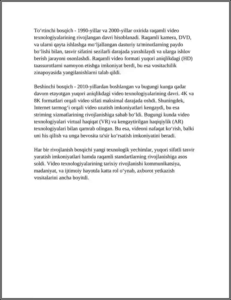 VIDEO TEXNOLOGIYALARI VA RIVOJLANISH TARIXI 4