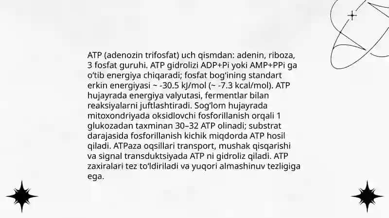 Metabolizim. Moddalar almashinuvi va ularni sarflanishi 4