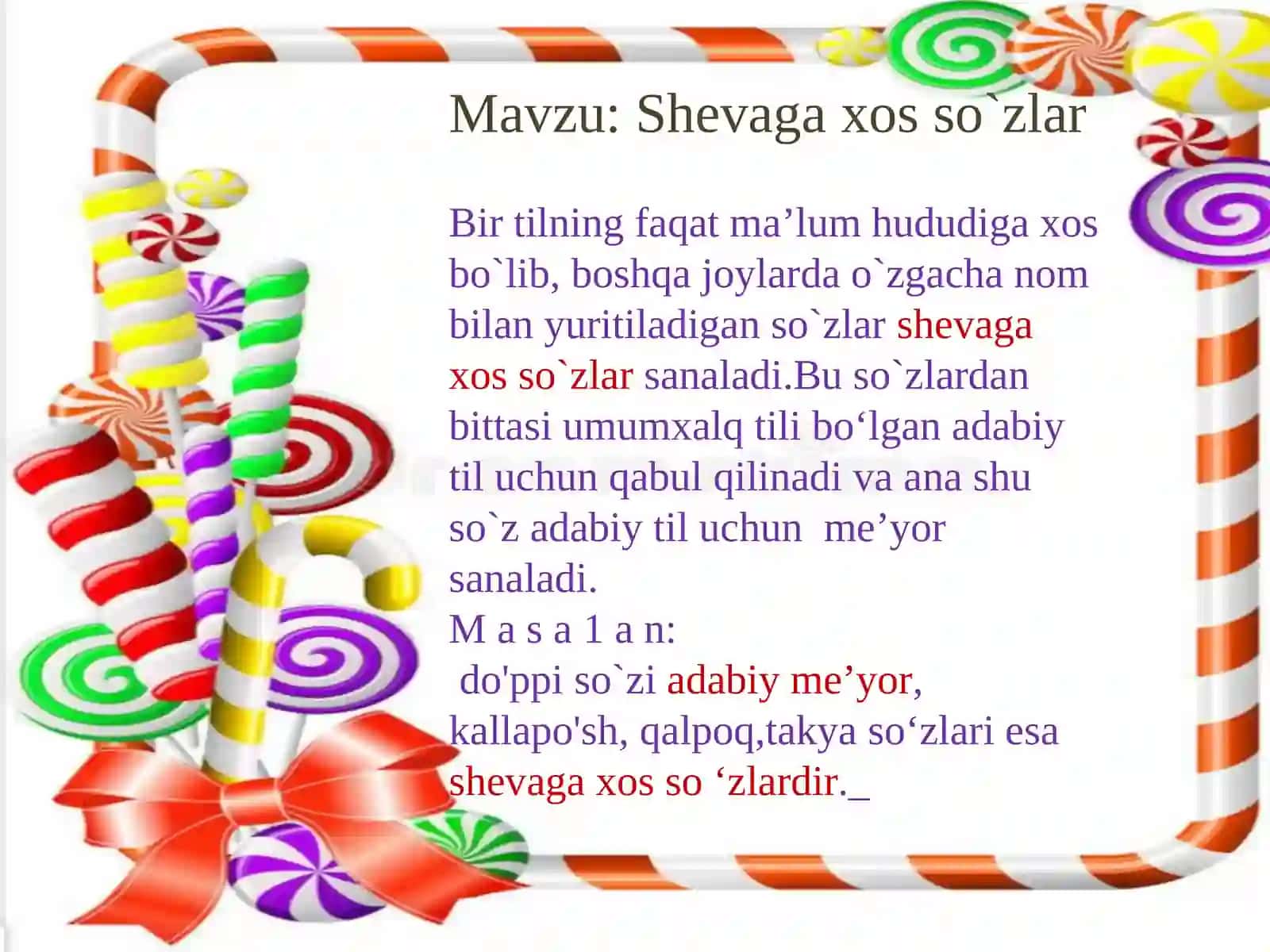 5-sinf. Shevaga xos so'zlar 4