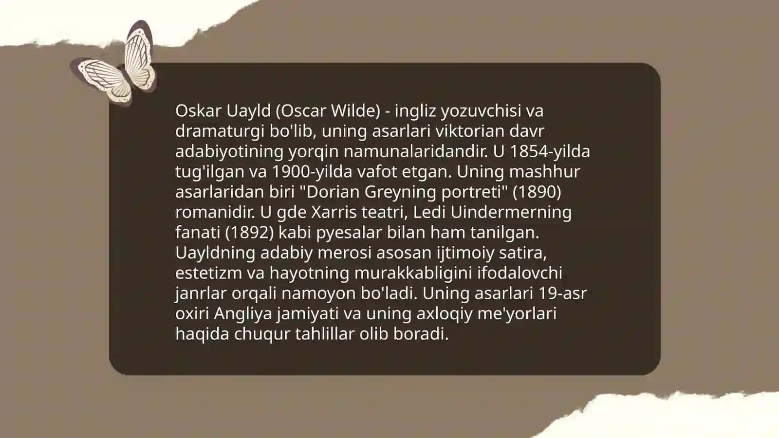 Oskar Uald ertaklari 4