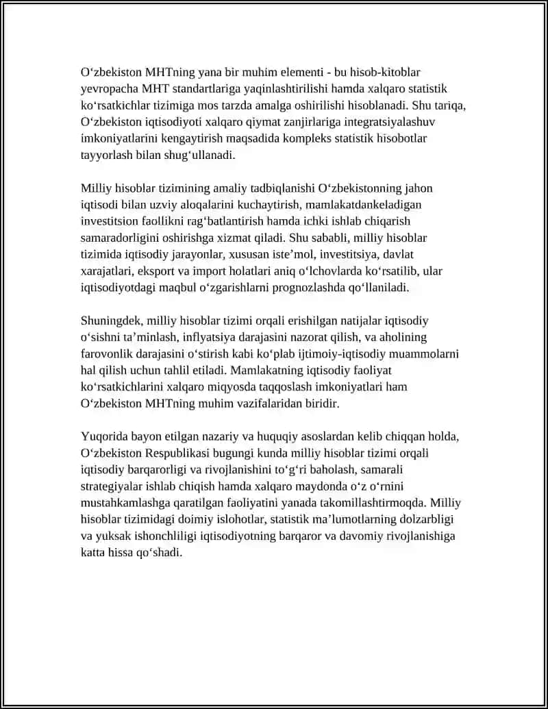 O'ZBEKISTON MILLIY HISOBLAR TIZIMI - IQTISODIY STATISTIKANING USLUBIY NEGIZI 4