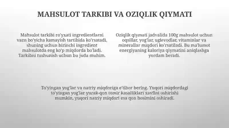 Oziq-ovqat yorliqlari 4