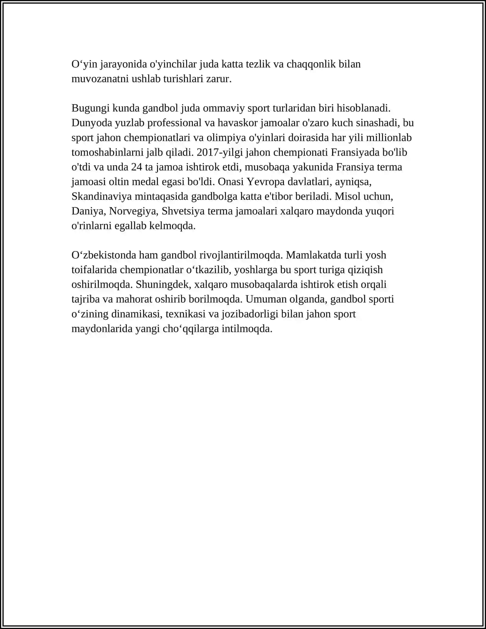 GANDBOL SPORT TURI VA UNI QONUN QOIDALARI 4