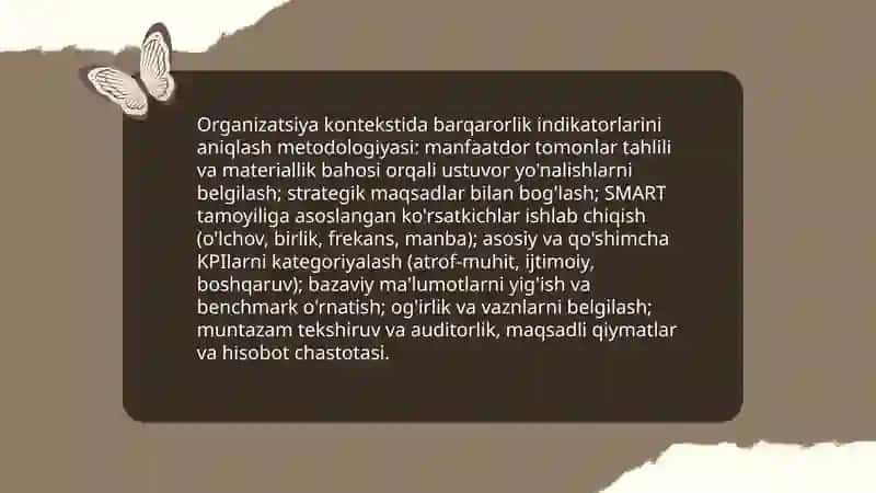 Barqarorlik uchun KPI tizimi 4