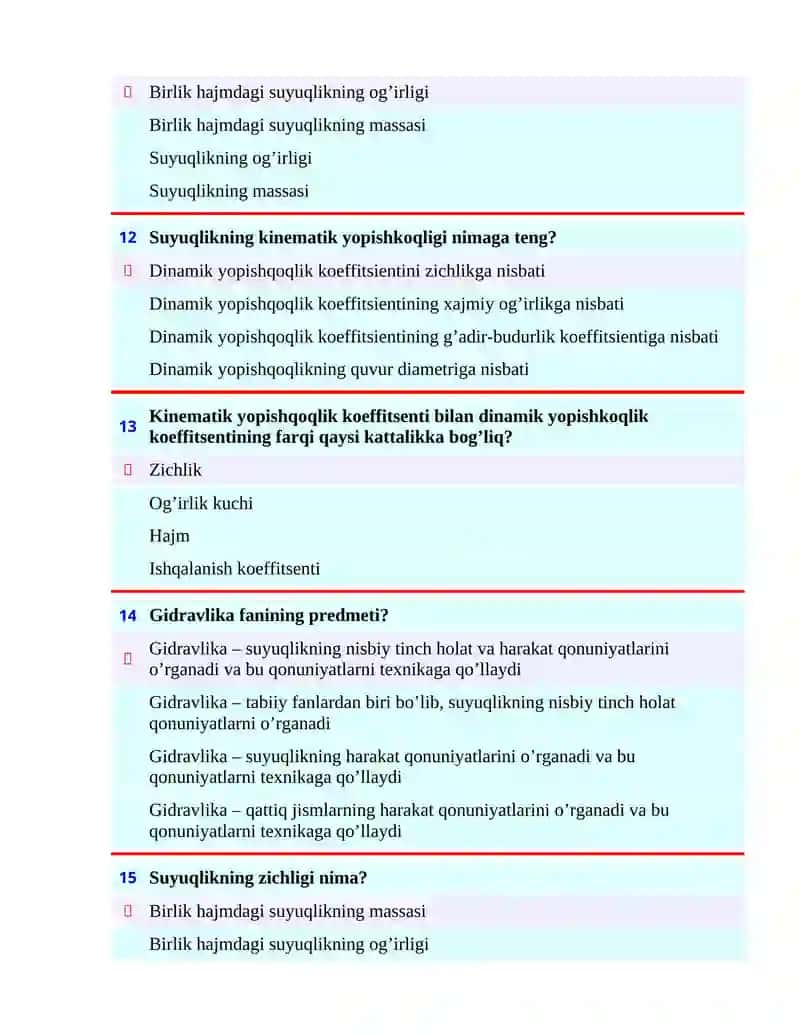 Suyuqlikning kinematik yopishkоqligi 4