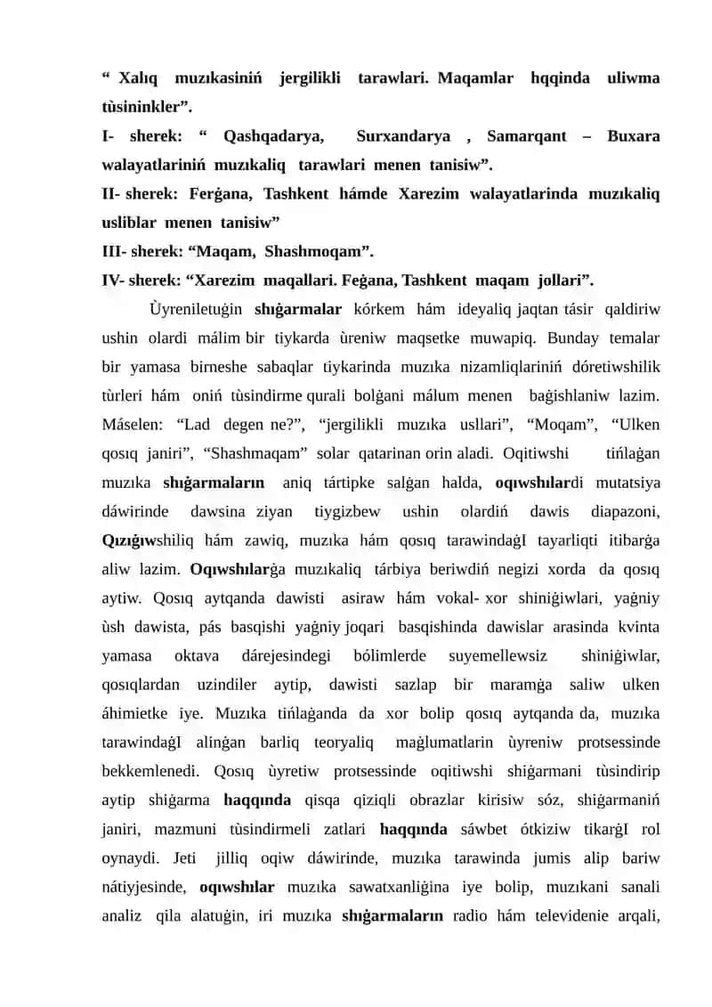 Jetinshi klasta muzıka oqıtıw mazmunı metodikası hám metodikası 4