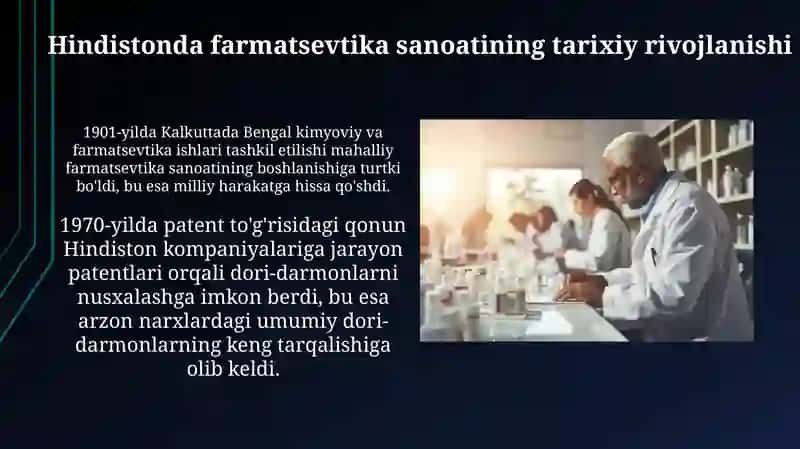 Hindistonda farmatsevtikaning rivojlanishi 4