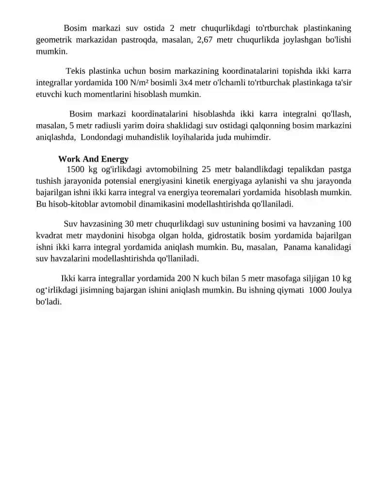 Ikki karrali integrallarning mehanik masalalarga tadbiqlari 4