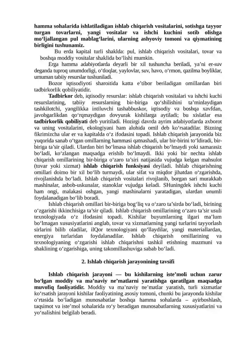 Ishlab chiqarish jarayonini tashkil etish 4