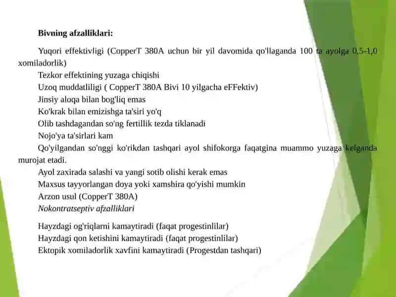 Bachadon ichi vositasi va to‘siq usullari. 4