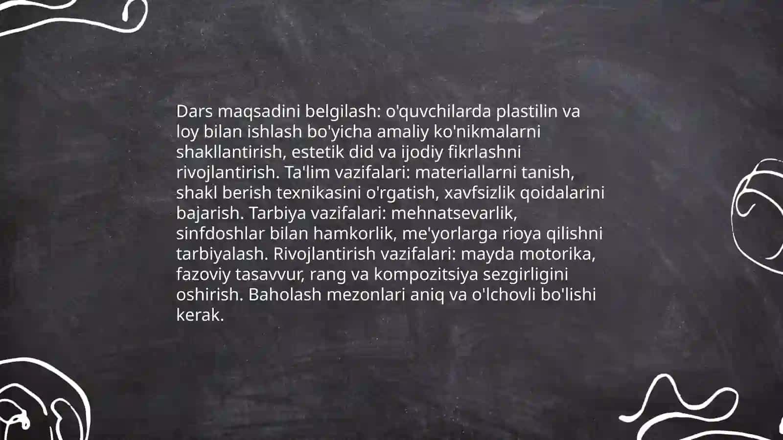 Plastillin va loy bilan ishlash darslarini tashkil etish metodikasi 4