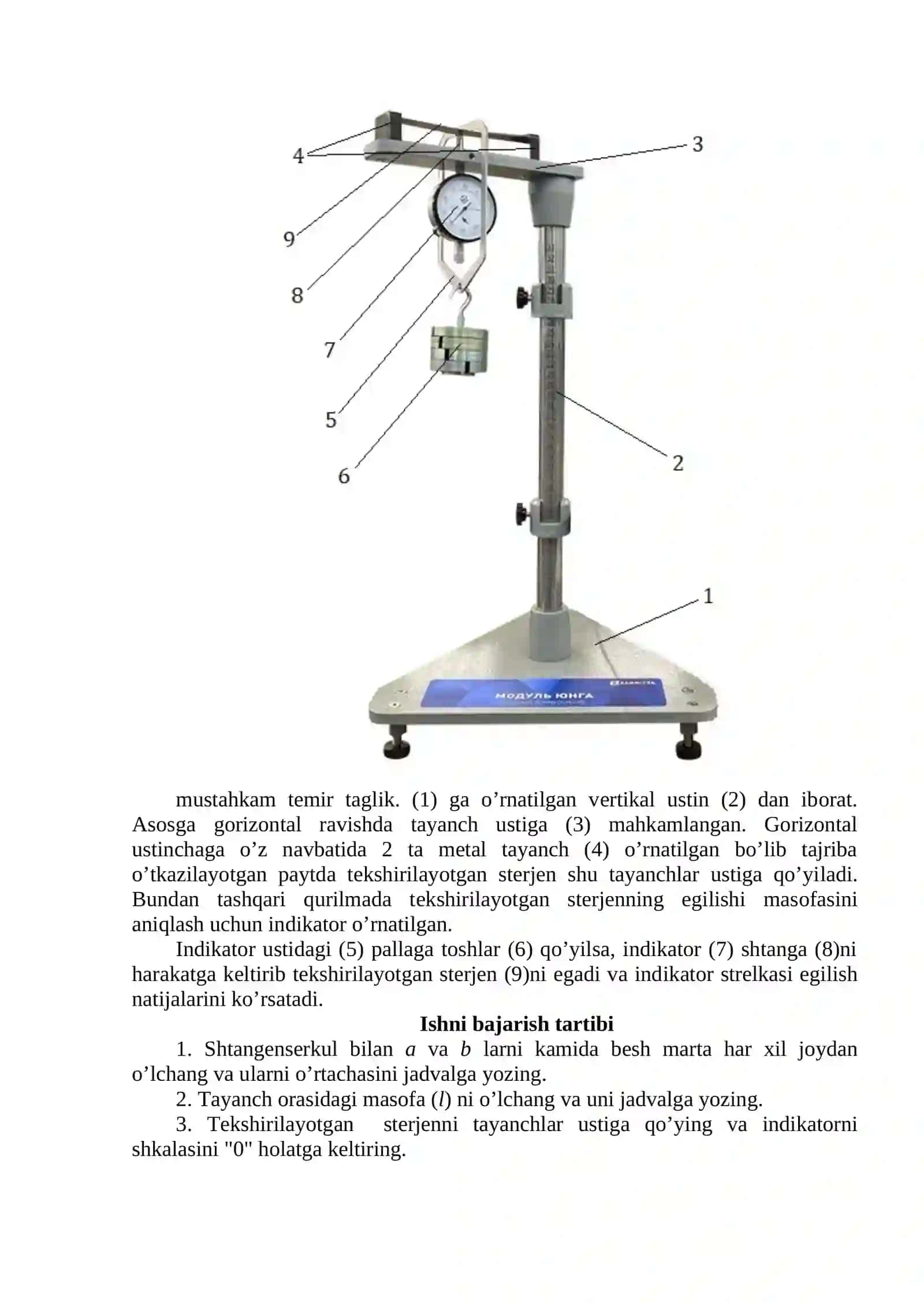 Egilishda Yung modulini aniqlash 4