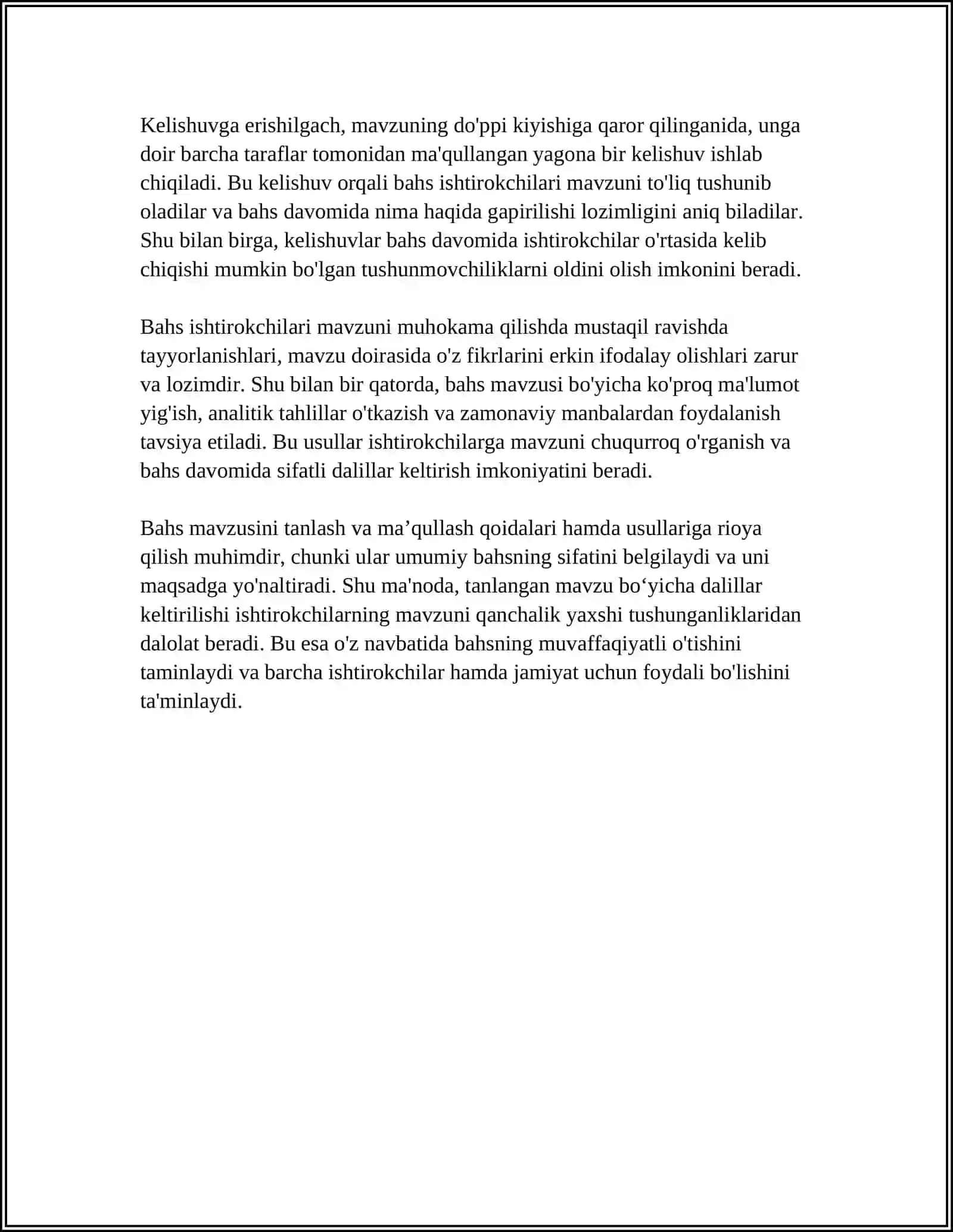 BAHS MUNOZARANI OʻTKAZISH QOIDALARI 4