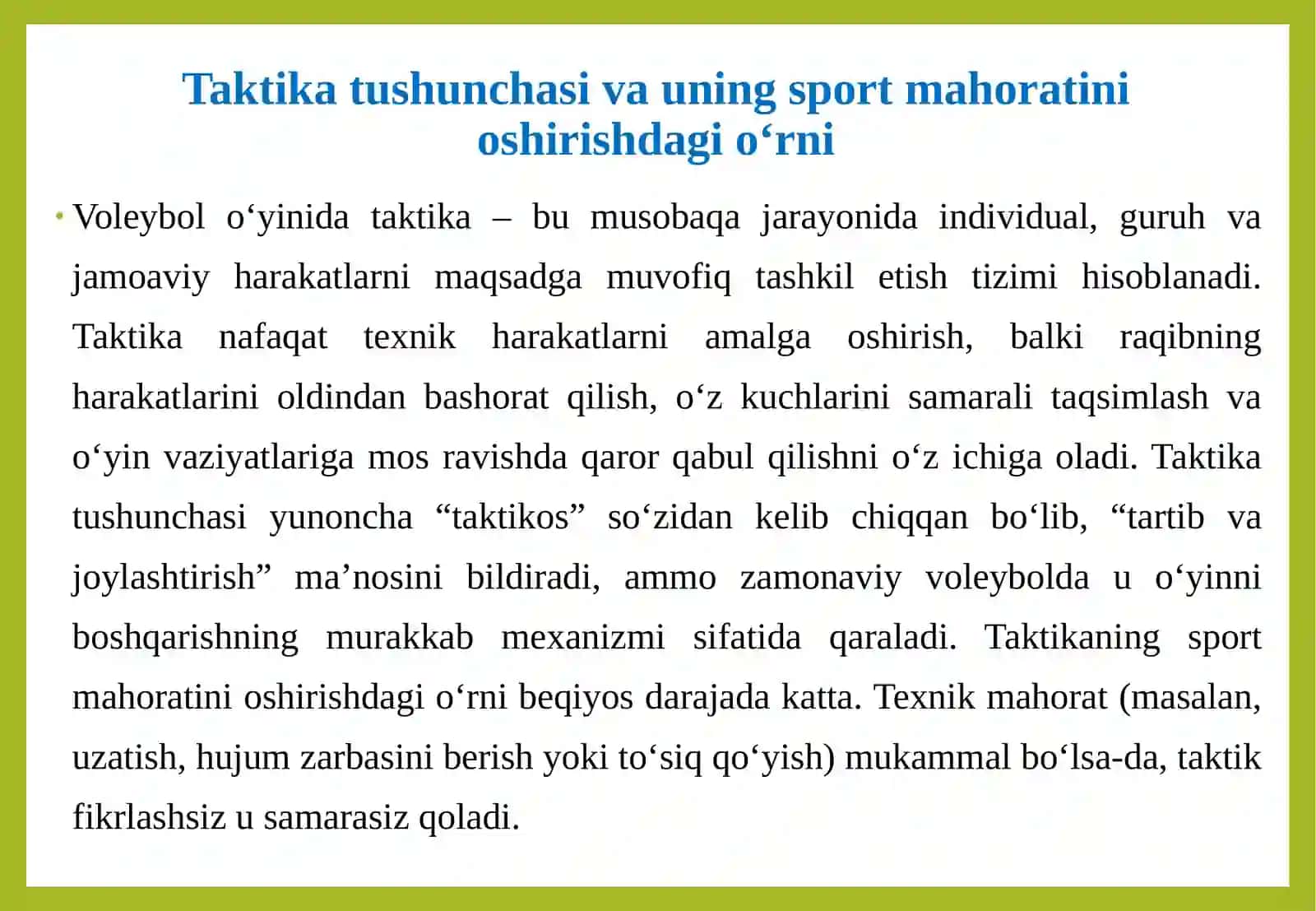 Voleybol o‘yini taktikasi 4
